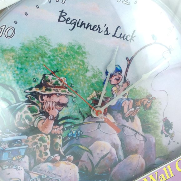 Gary Patterson Creator of Smiles Wall Clock Beginner's Luck Fishing Theme #AV403 - Picture 2 of 7